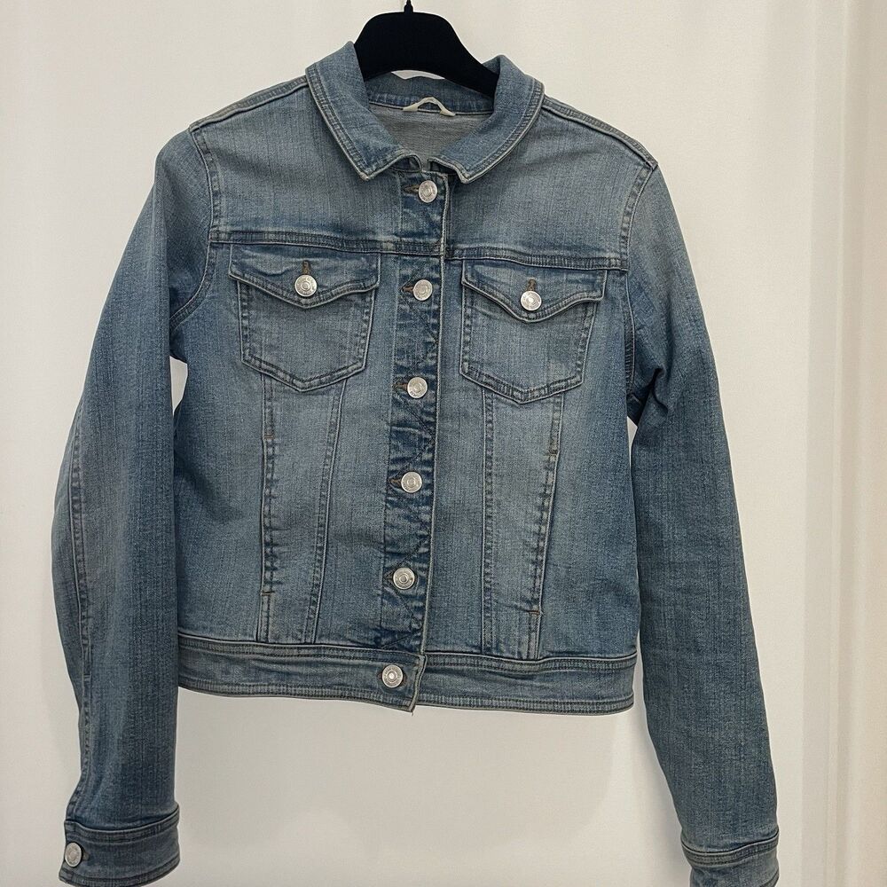 Denim Jean Stretch Jacket Embroidered Flamingo Aloha SZ S/M - Picture 2 of 11